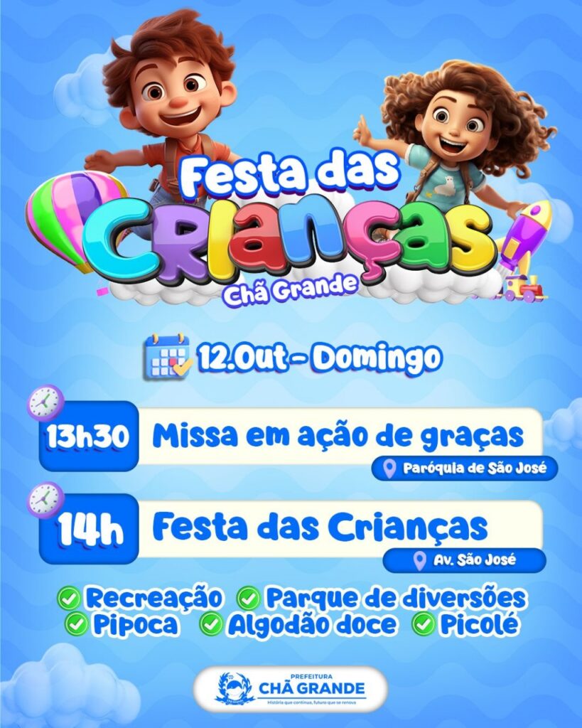 Com diversão garantida, Festa das Crianças será realizada em Chã Grande