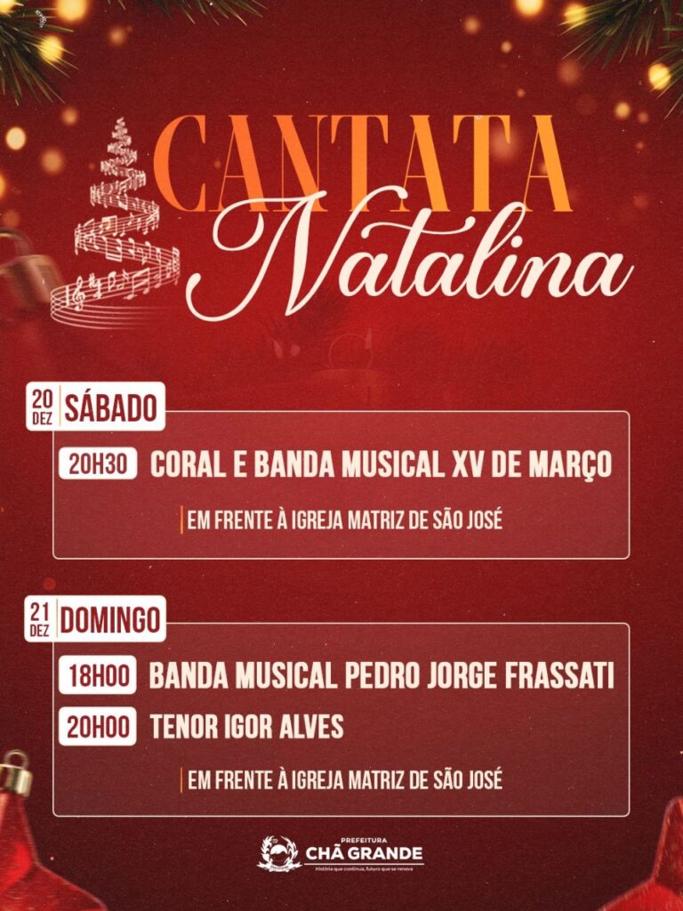Cantatas natalinas serão apresentadas durante o fim de semana em Chã Grande