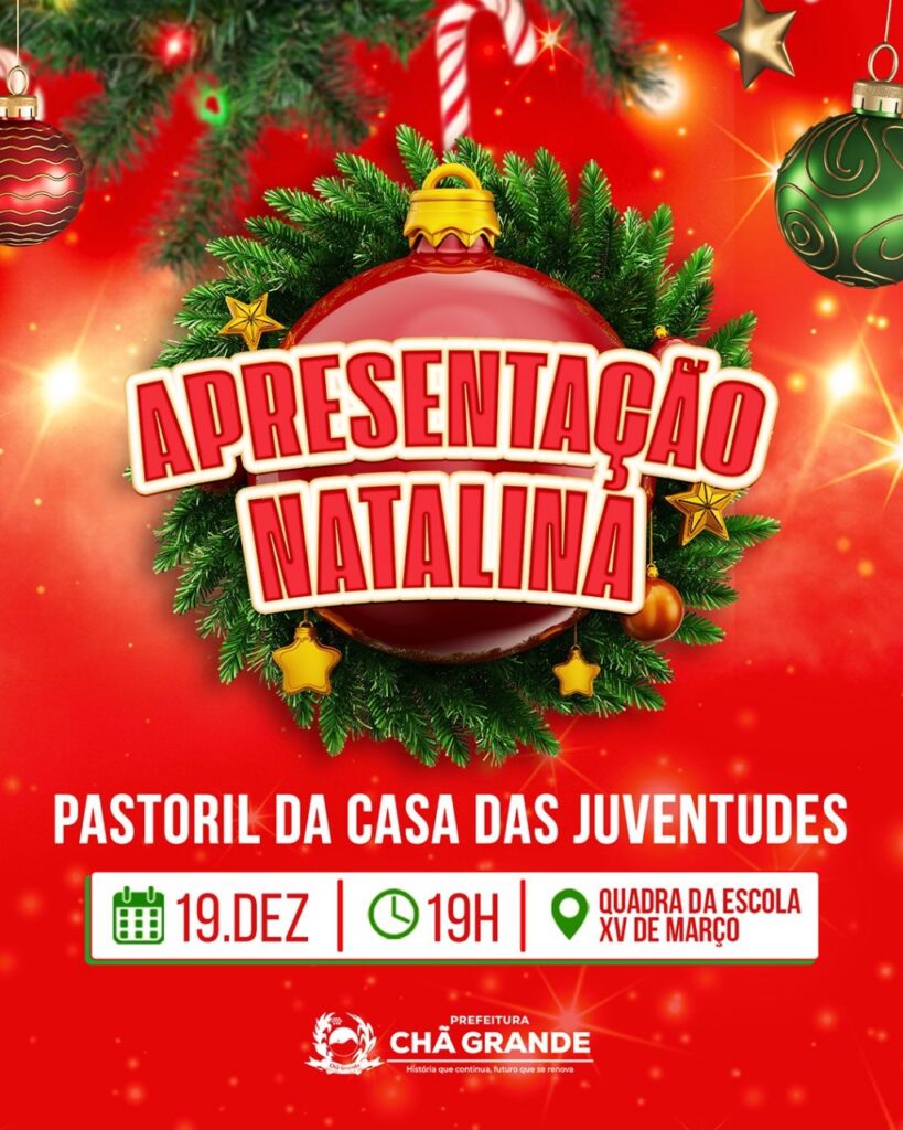 Casa das Juventudes promove espetáculo natalino nesta sexta, em Chã Grande