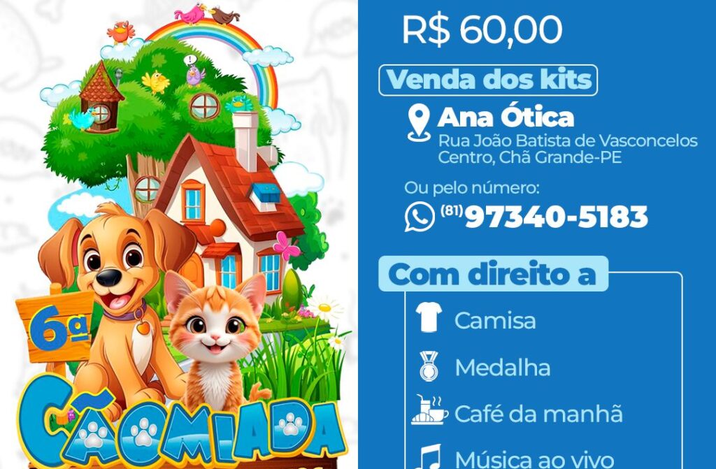 Com apoio da Prefeitura de Chã Grande, 6ª edição da “Cãomiada” está com inscrições abertas